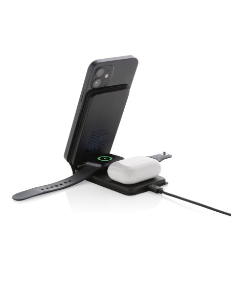 Caricatore wireless 3 in 1 15W Swiss Peak in rPlastica