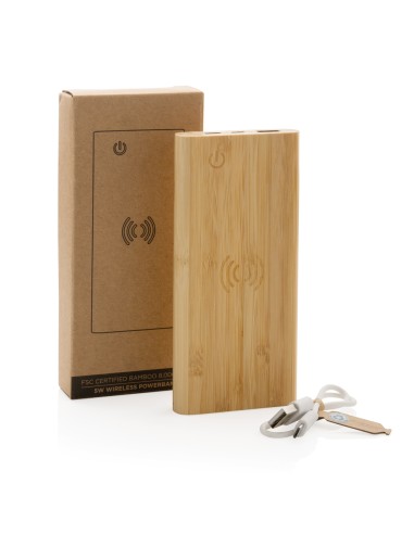 Powerbank wireless 8000 mAh 5W in bambù