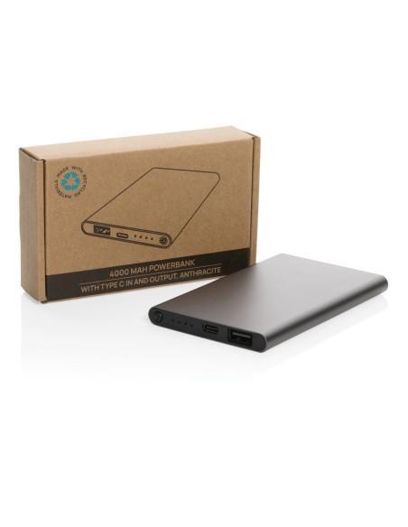 Powerbank da 4000 mAh in pla/alu riciclati RCS con Type-C