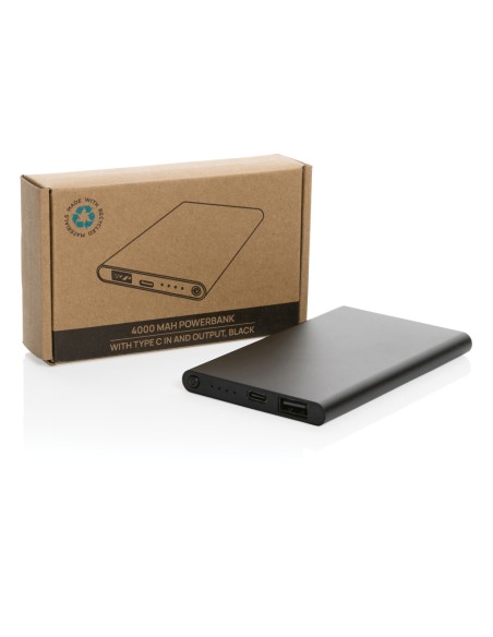 Powerbank da 4000 mAh in pla/alu riciclati RCS con Type-C
