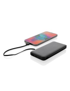 Powerbank Lockhart RCS in plastica riciclata 10.000 con cavi