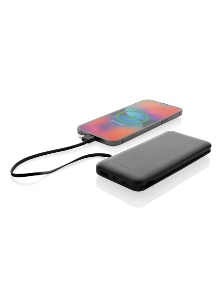 Powerbank Lockhart RCS in plastica riciclata 10.000 con cavi