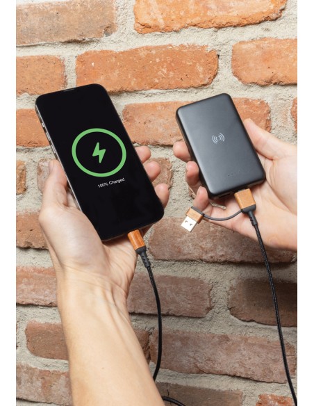 Powerbank wireless 5W da 5.000 mAh in plastica riciclata RCS