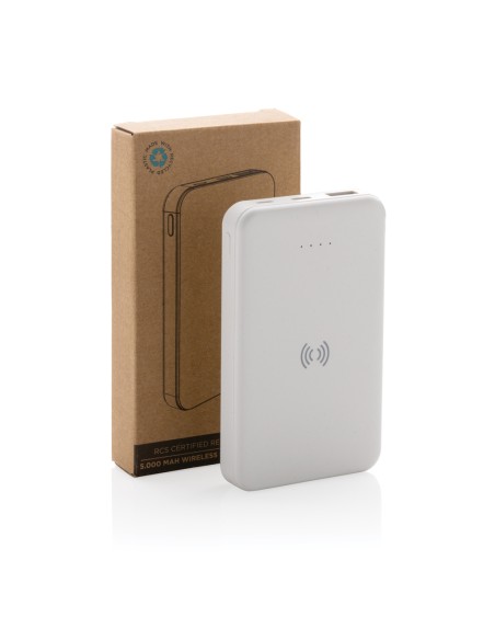 Powerbank wireless 5W da 5.000 mAh in plastica riciclata RCS