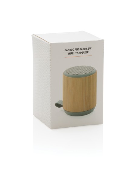 Speaker wireless 3W in bambù e tessuto