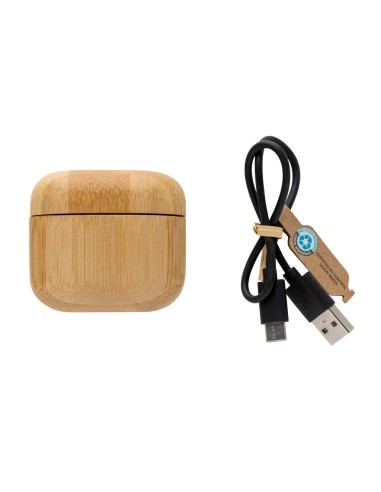 Auricolari TWS in plastica riciclata RCS e bambù