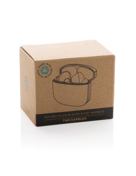 Auricolari TWS in plastica riciclata RCS e bambù