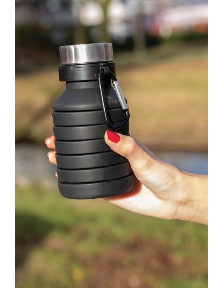 Bottiglia pieghevole in silicone con tappo