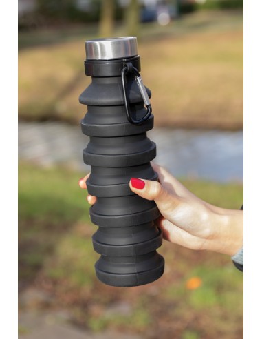 Bottiglia pieghevole in silicone con tappo