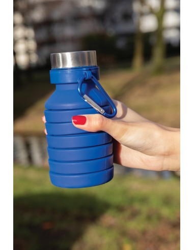 Bottiglia pieghevole in silicone con tappo