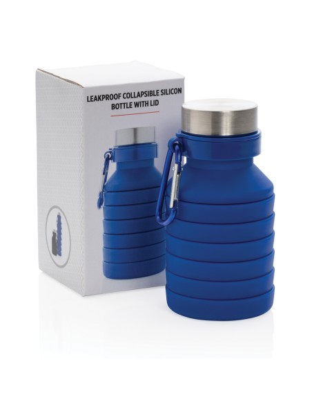 Bottiglia pieghevole in silicone con tappo