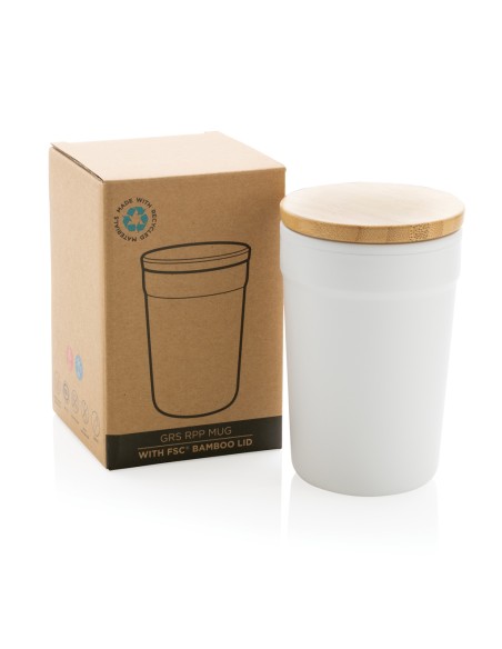 Tazza in rPP GRS con tappo in bambù