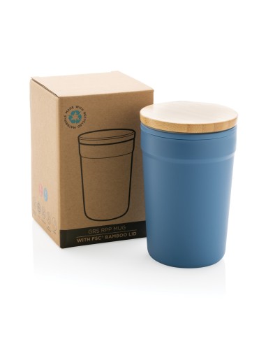 Tazza in rPP GRS con tappo in bambù