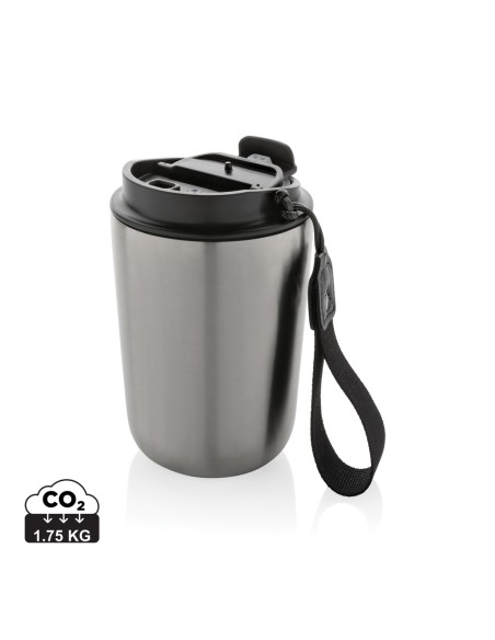 Tazza termica Cuppa in acciaio riciclato con laccio da collo