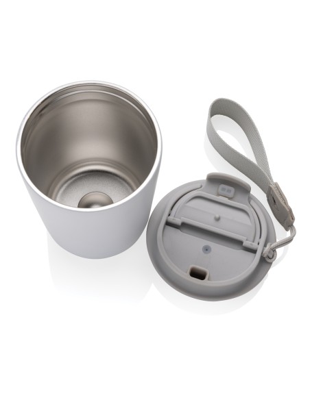 Tazza termica Cuppa in acciaio riciclato con laccio da collo