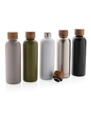 Bottiglia termica Wood in acciaio riciclato  certificato RCS