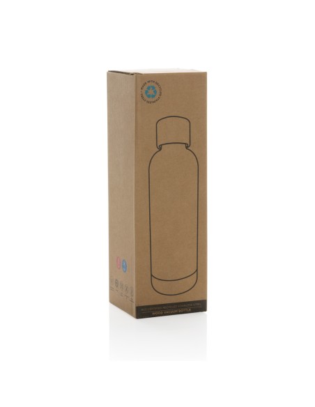 Bottiglia termica Wood in acciaio riciclato  certificato RCS