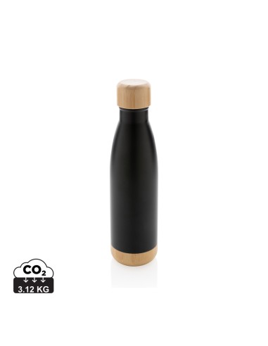 Bottiglia termica in acciaio con tappo e fondo in bambù 520m