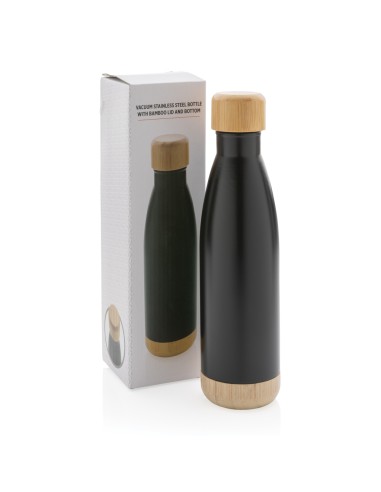 Bottiglia termica in acciaio con tappo e fondo in bambù 520m