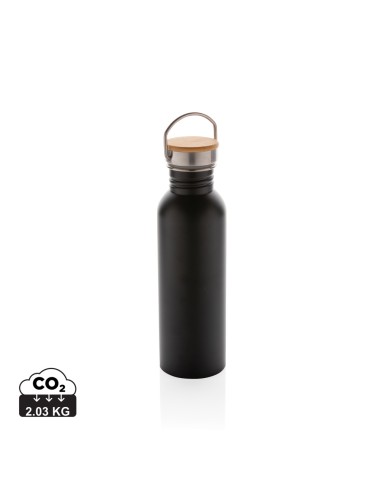 Moderna bottiglia in acciaio con tappo in bambù 700ml