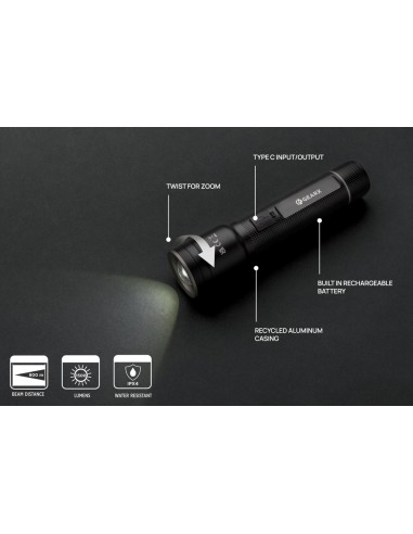 Torcia heavu duty ricaricabile USB Gear X in rAlluminio RCS