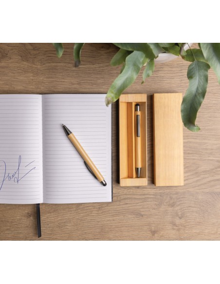 Set di penne in scatola di bambù