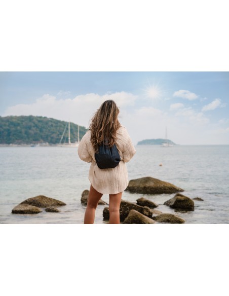 Zaino con coulisse in denim riciclato Impact AWARE™