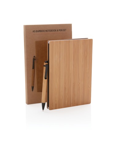 Set penna e taccuino A5 in bambù