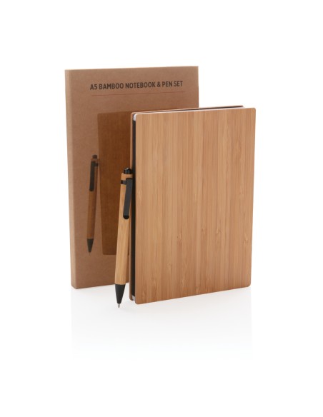 Set penna e taccuino A5 in bambù