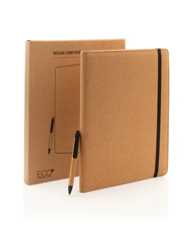 Portafoglio A4  Deluxe in sughero con penna