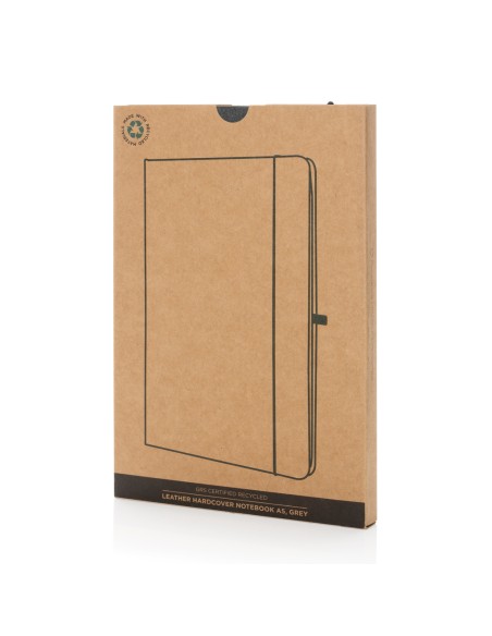 Taccuino  A5 con copertina rigida in pelle riciclata GRS