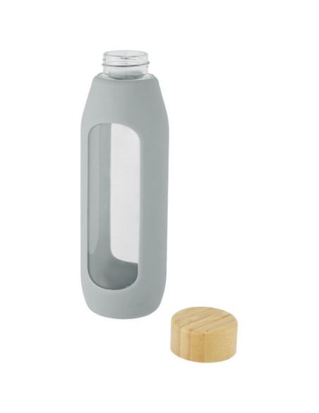 Borraccia in vetro borosilicato da 600 ml con impugnatura in silicone Tidan