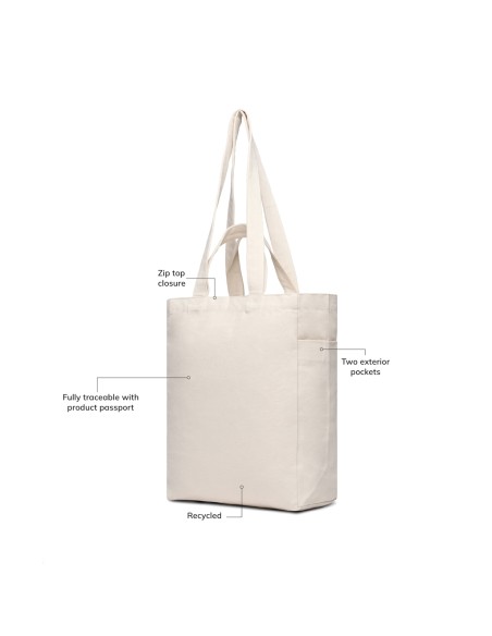 Shopper con cerniera VINGA Hilo in rCotone canvas