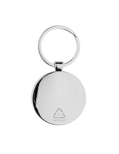 Portachiavi rotondo in lega di zinco RCS e bambù