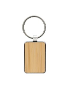 Portachiavi rettangolare in lega di zinco RCS e bambù