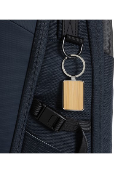 Portachiavi rettangolare in lega di zinco RCS e bambù