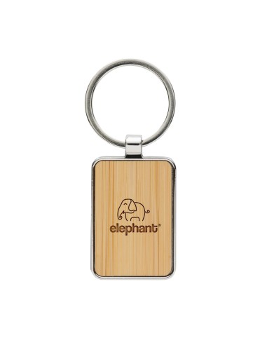 Portachiavi rettangolare in lega di zinco RCS e bambù
