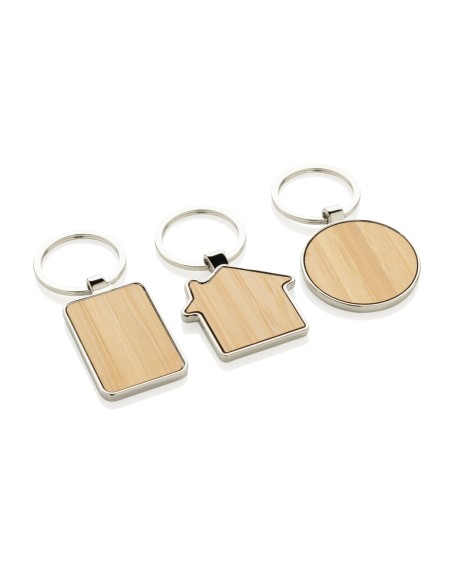 Portachiavi casa in lega di zinco RCS e bambù