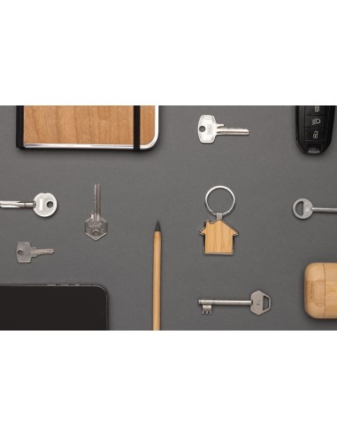 Portachiavi casa in lega di zinco RCS e bambù