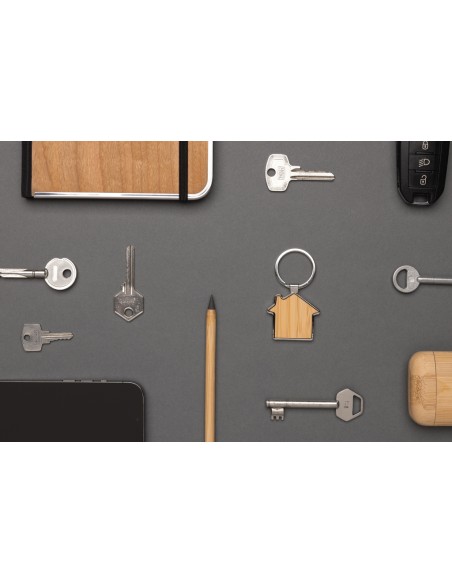 Portachiavi casa in lega di zinco RCS e bambù