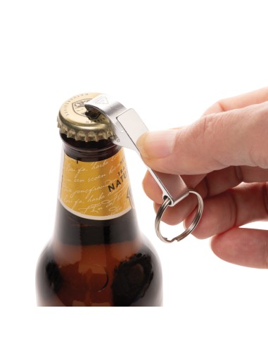 Portachiavi con cavatappi/apri lattine in lega di zinco RCS