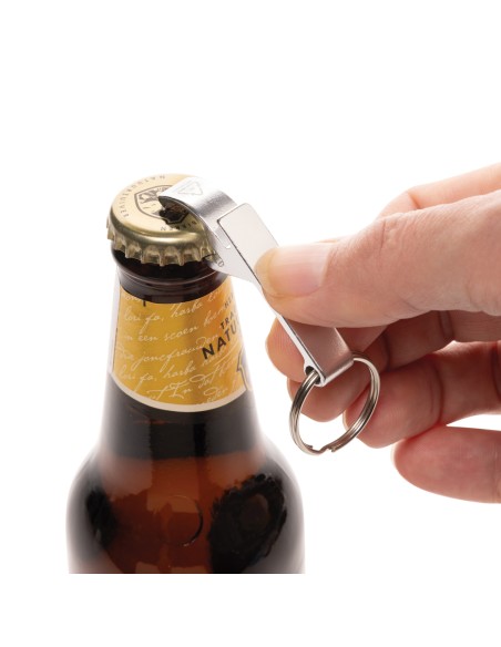 Portachiavi con cavatappi/apri lattine in lega di zinco RCS