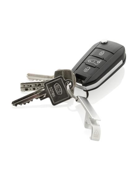 Portachiavi con cavatappi/apri lattine in lega di zinco RCS