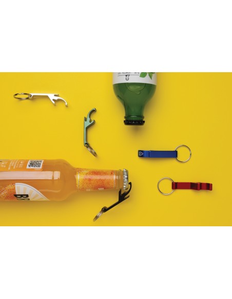 Portachiavi con cavatappi/apri lattine in lega di zinco RCS