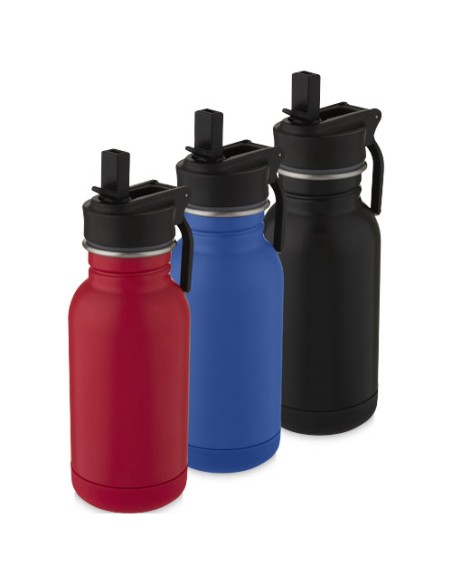 Borraccia sportiva Lina da 400 ml in acciaio inossidabile con cannuccia e anello