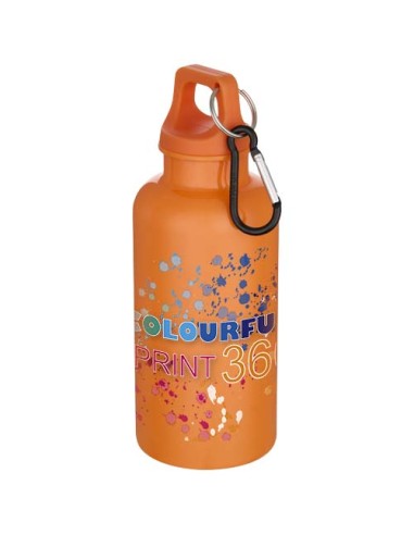 Borraccia in plastica riciclata RCS in tinta unita da 400 ml con moschettone Oregon 