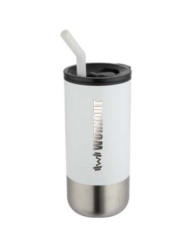 Bicchiere termico in materiale certificato RCS con cannuccia Grayson da 480 ml