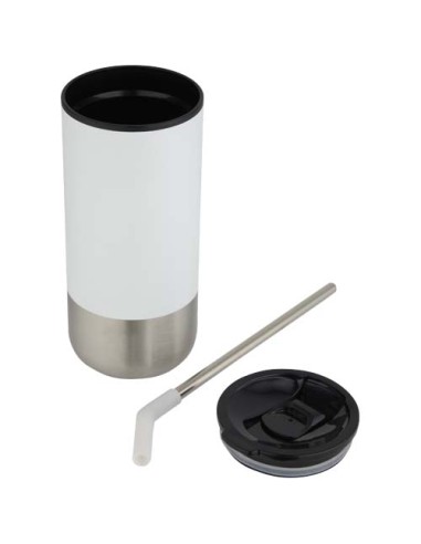 Bicchiere termico in materiale certificato RCS con cannuccia Grayson da 480 ml