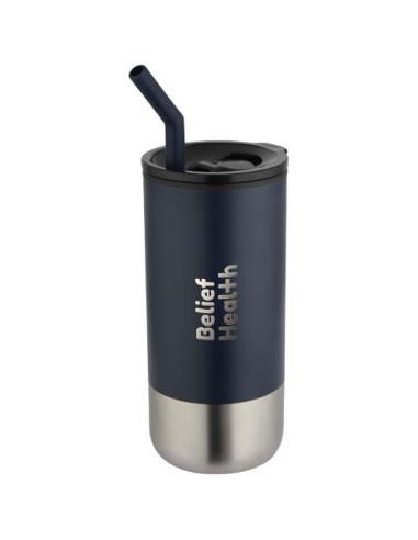 Bicchiere termico in materiale certificato RCS con cannuccia Grayson da 480 ml