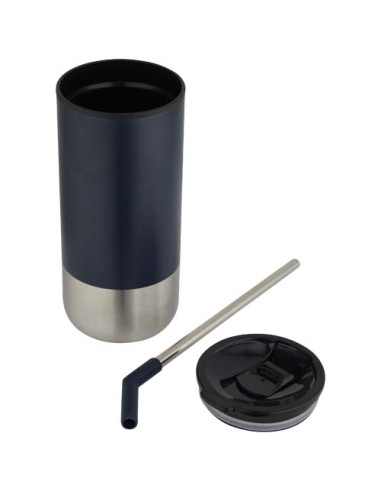 Bicchiere termico in materiale certificato RCS con cannuccia Grayson da 480 ml